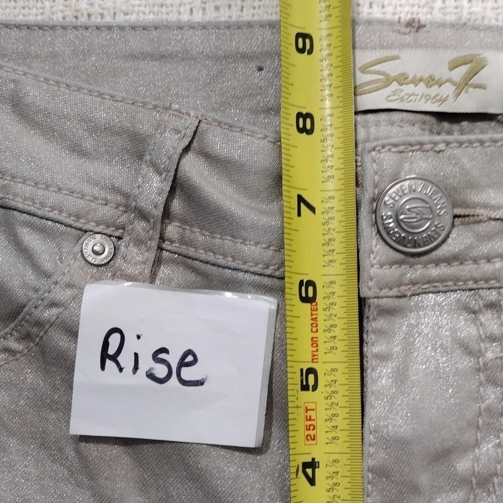 EUC Seven7 Tan Metallic Skinny jeans size 4 - Picture 8 of 15